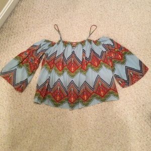 Nell Couture 100% silk off shoulder top